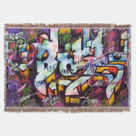 Colorful Graffiti Words Throw Blanket