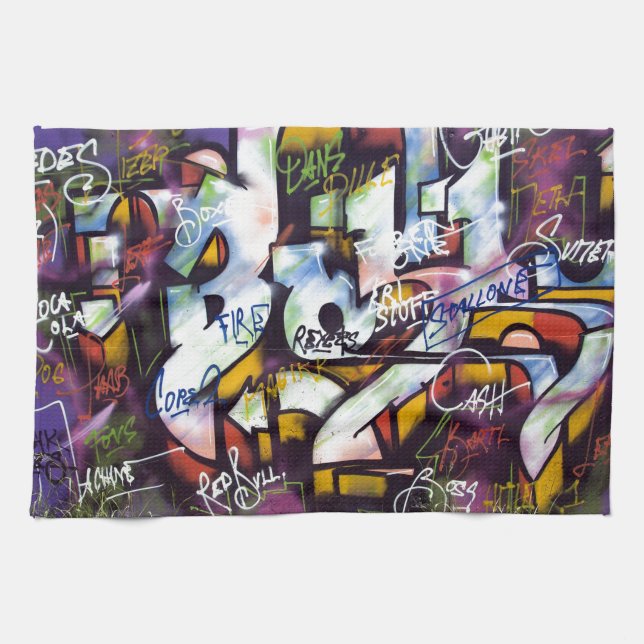 Colorful Graffiti Words Towel (Horizontal)