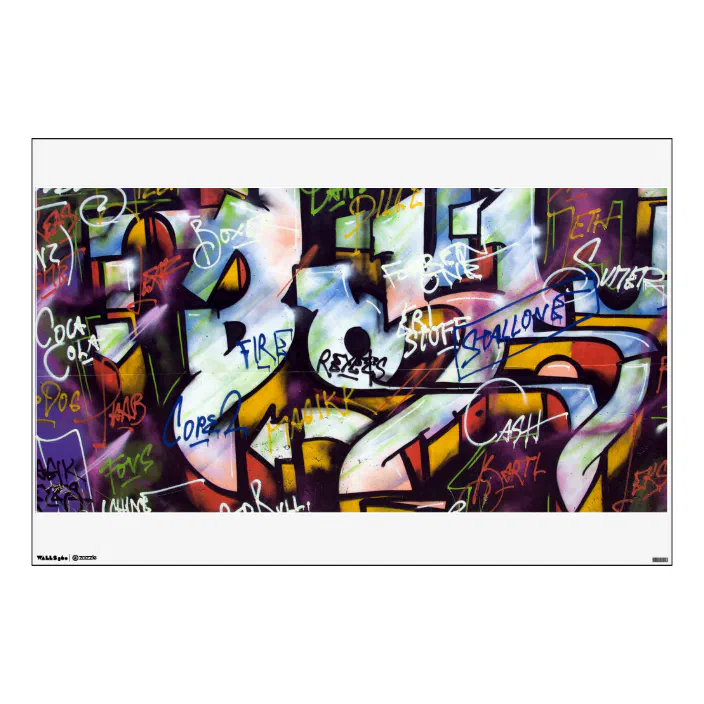 Colorful Graffiti Words Wall Sticker Zazzle Com