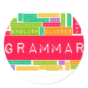 Colorful Grammar words Classic Round Sticker