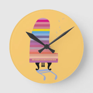 Colorful Grand Piano Round Clock