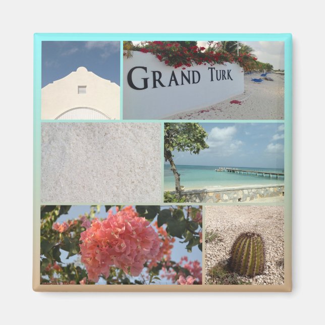Colorful Grand Turk Photo Collage Magnet (Front)