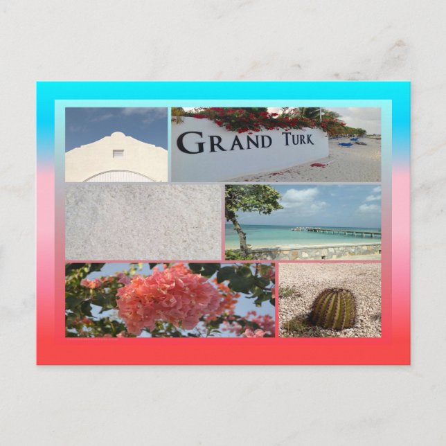Colorful Grand Turk Photo Collage Postcard (Front)
