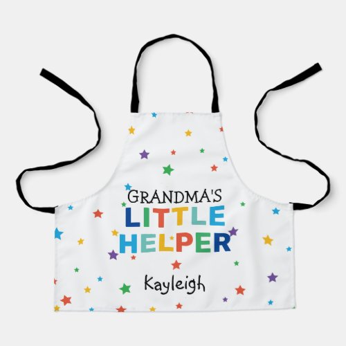 Colorful Grandmas Little Helper  Kids Name Apron