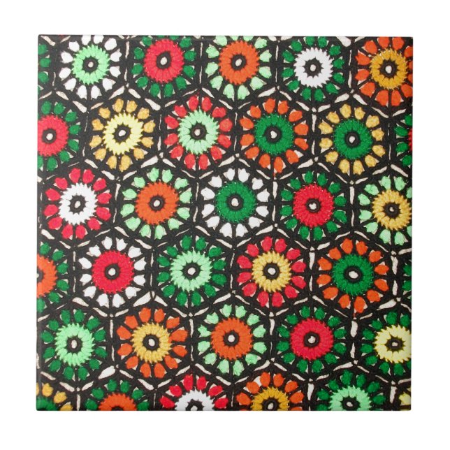 Colorful Granny Circles Crochet Pattern Tile (Front)