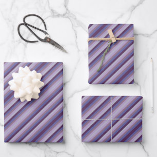 Colorful Grape Lavender Magenta Blue Purple Stripe Wrapping Paper Sheets