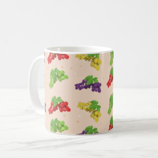 Colorful Grape Pattern Coffee Mug (Front Left)