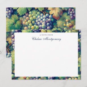 Colorful Grape Pattern Name Personal Note Card