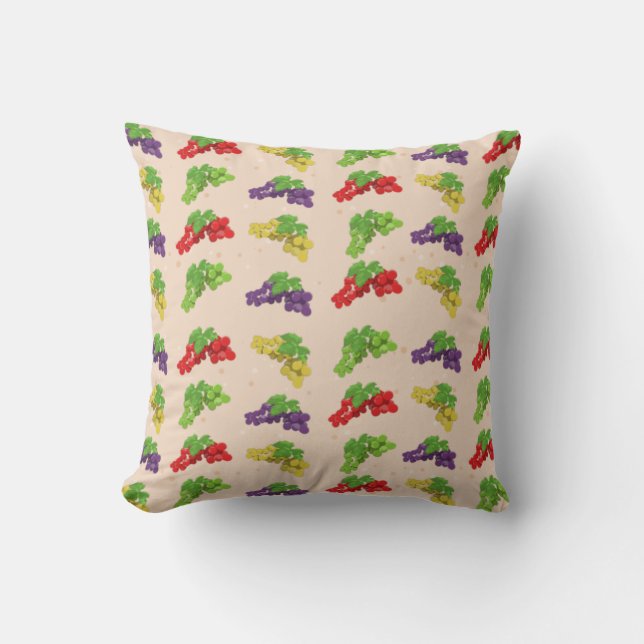 Colorful Grape Pattern Throw Pillow (Front)