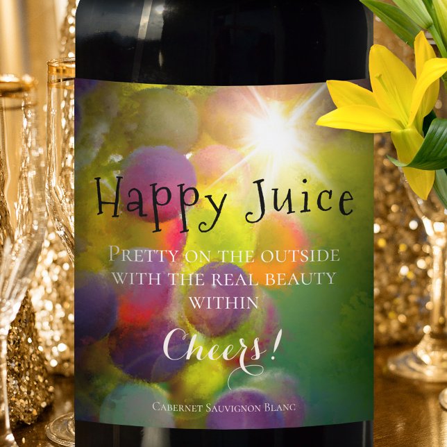 Colorful Grapes Funny Fine Art Wine Label (Creator Uploaded)