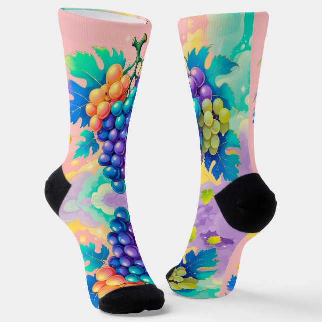 Colorful grapes socks (Angled)