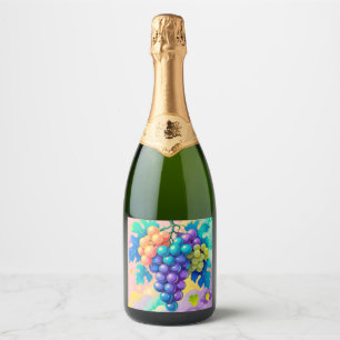 Colorful grapes sparkling wine label