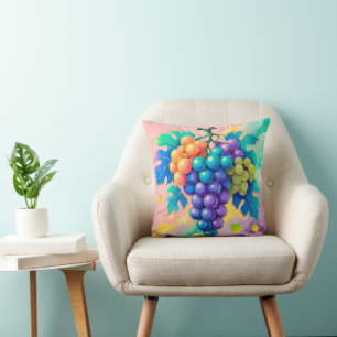 Colorful grapes throw pillow