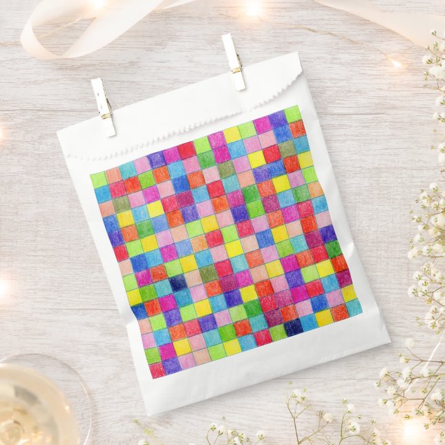 Colorful Graph Paper Squares Geometric Pattern Favor Bag (Clipped)