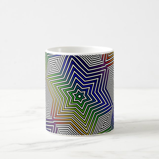 Colorful Graphic Geometric Rainbow Star Coffee Tea Mug (Center)