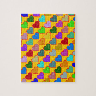colorful graphic hearts girly pattern jigsaw puzzle