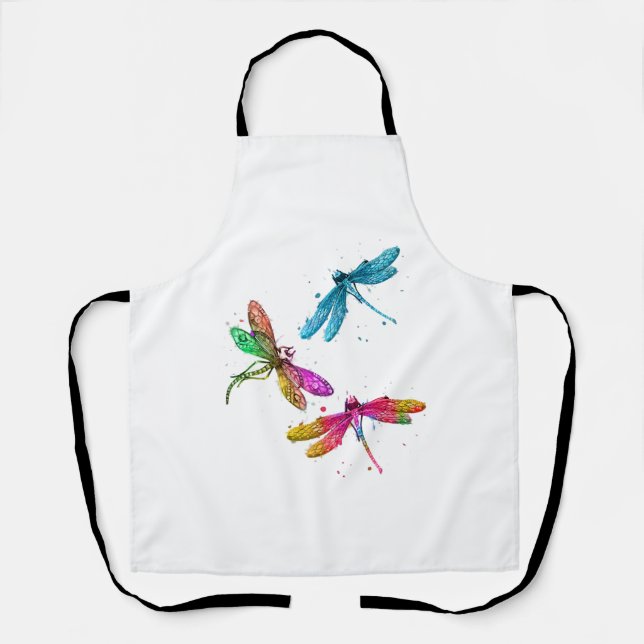 Colorful Graphic Pattern Dragonfly Funny Flying Apron (Front)