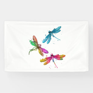 Colorful Graphic Pattern Dragonfly Funny Flying Banner