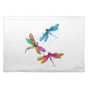 Colorful Graphic Pattern Dragonfly Funny Flying Cloth Placemat
