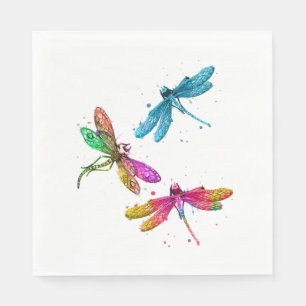 Colorful Graphic Pattern Dragonfly Funny Flying Napkins