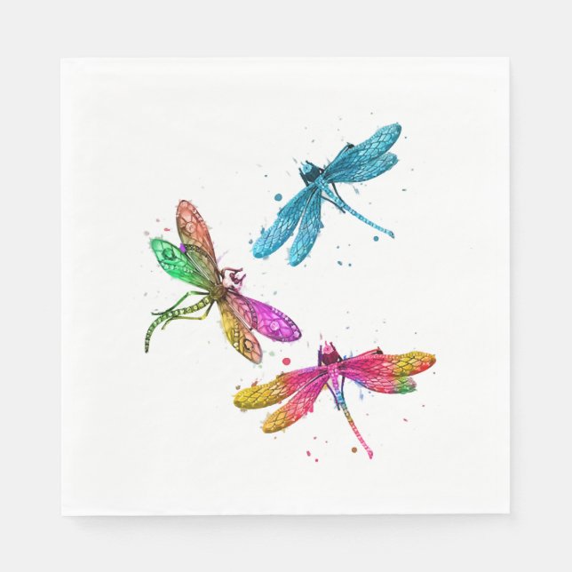 Colorful Graphic Pattern Dragonfly Funny Flying Napkins (Front)