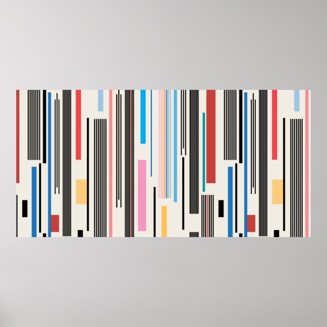 colorful graphic pattern of various stripes  poster (Front)