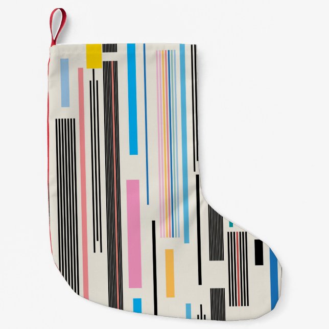 colorful graphic pattern of various stripes  small christmas stocking (Front)