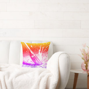 Colorful Graphic Style Brush Artists Paint Splotch Throw Pillow
