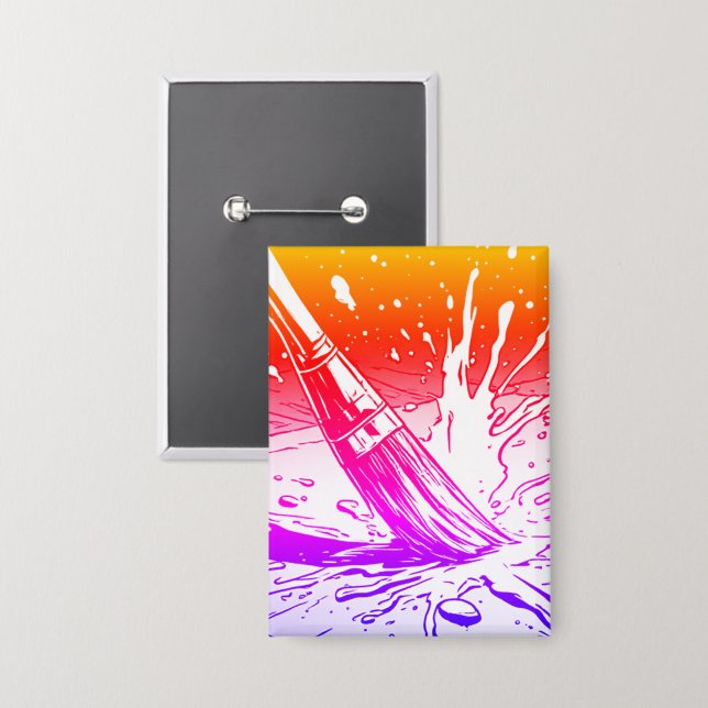 Colorful Graphic Style Brush Paint Splotch Button (Front/Back)
