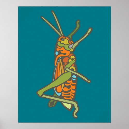 Colorful Grasshopper Poster