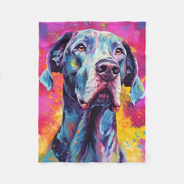 Colorful Great Dane Fleece Blanket (Front)