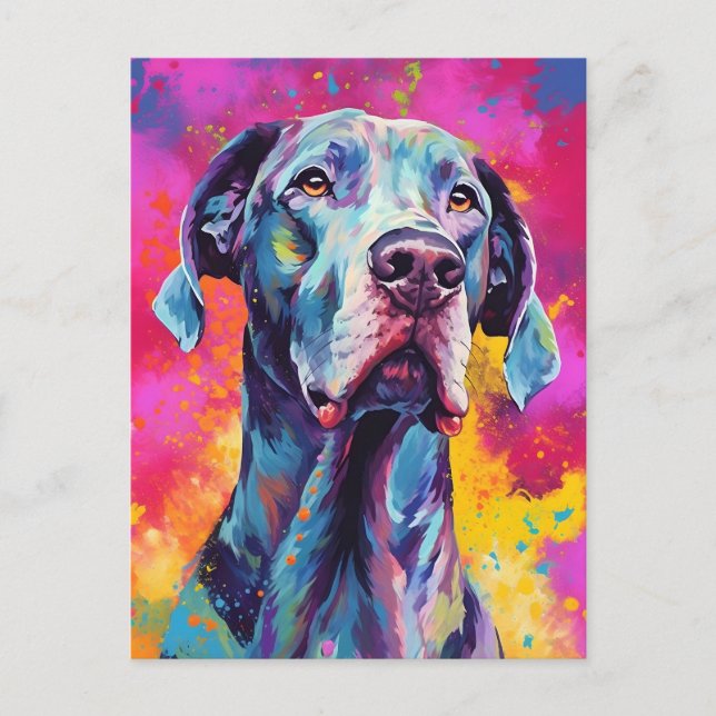 Colorful Great Dane Postcard (Front)
