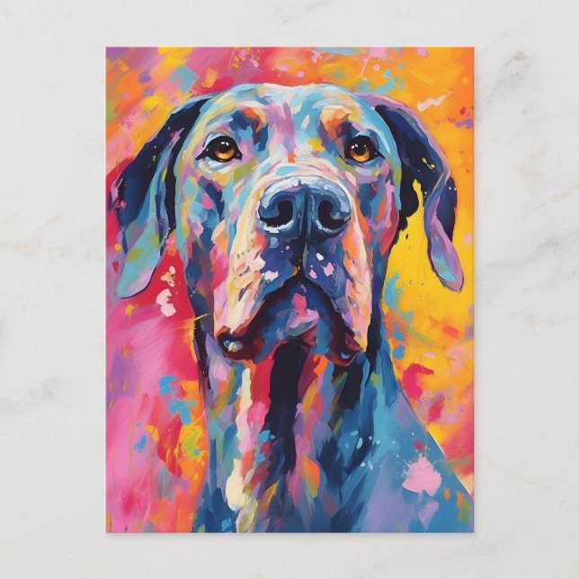 Colorful Great Dane Postcard (Front)