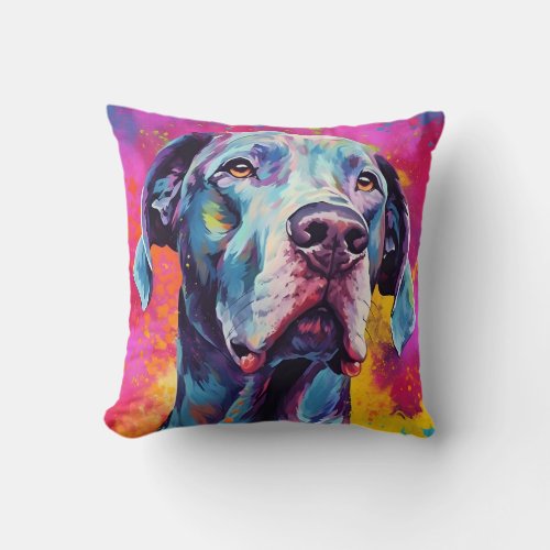 Colorful Great Dane Throw Pillow