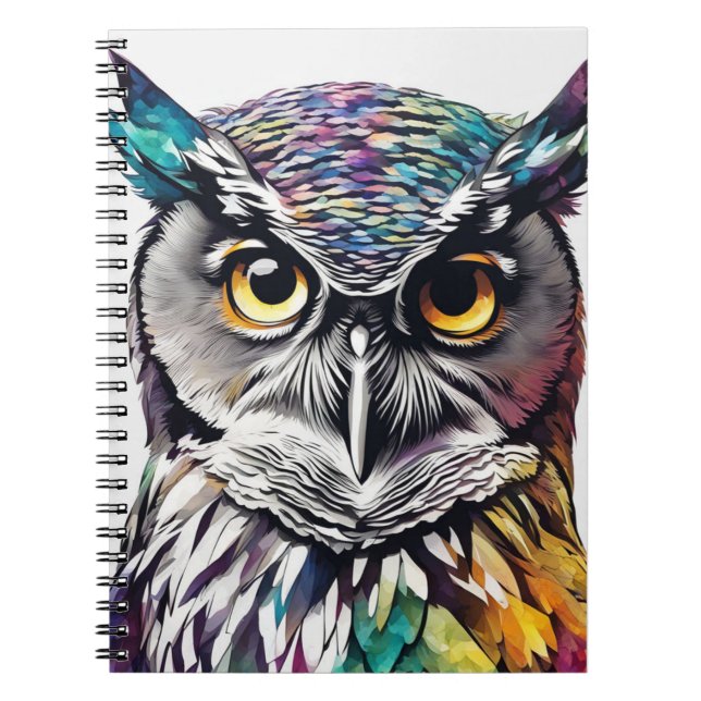 Colorful Great Horned Owl | Notebook (Front)