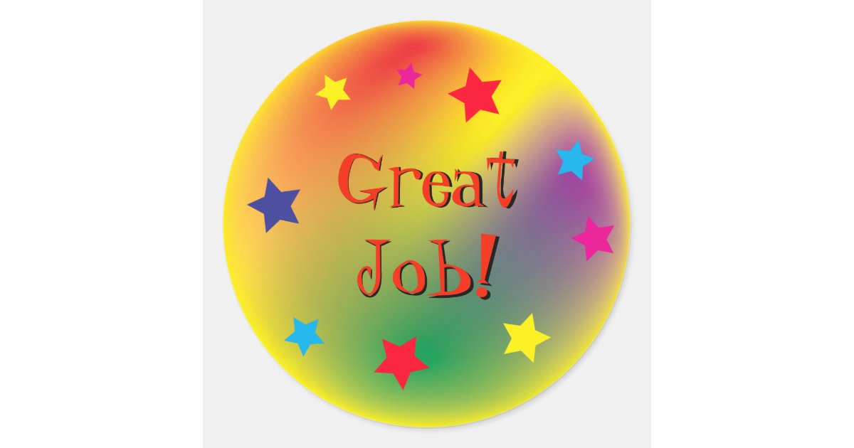 Colorful Great Job Motivational Kid's Classic Round Sticker