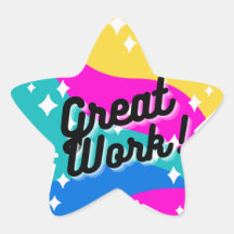 Colorful Great Work Student Reward Star Sticker