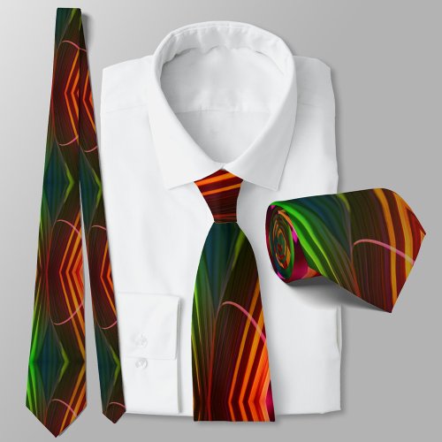 Colorful Green and Red Modern Abstract stylish Neck Tie