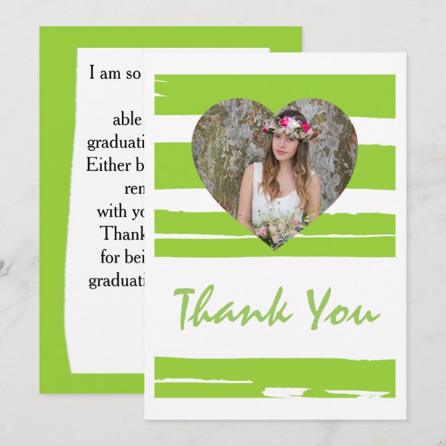 Colorful Green and White Watercolor Photo Graduati Invitation (Front/Back)