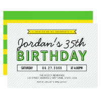 Colorful Green and Yellow Any Age Modern Birthday Card