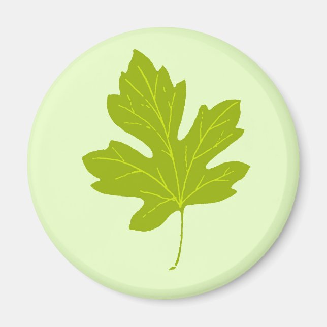 Colorful Green Autumn Leaf Magnet (Front)