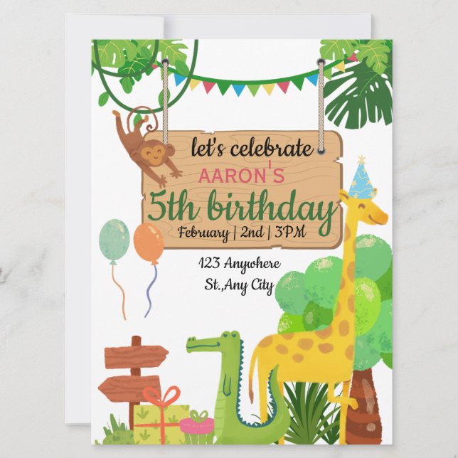 Colorful Green Birthday Party Invitation (Front)