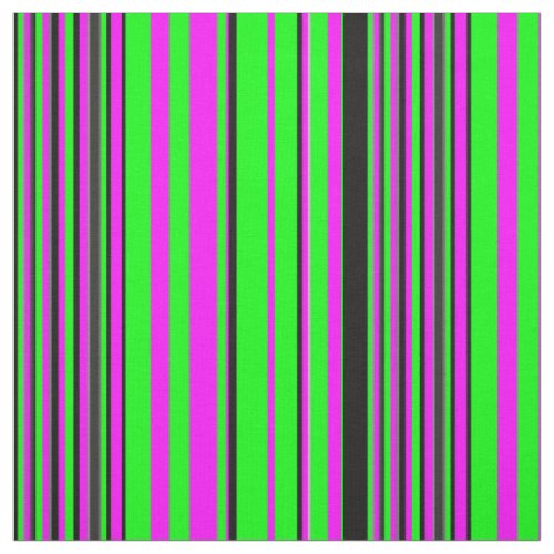 Colorful Green Black Pink Stripes Print Pattern Fabric