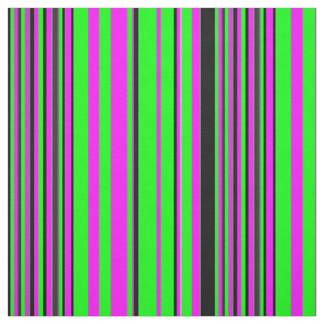 Colorful Green Black Pink Stripes Print Pattern Fabric (Swatch)