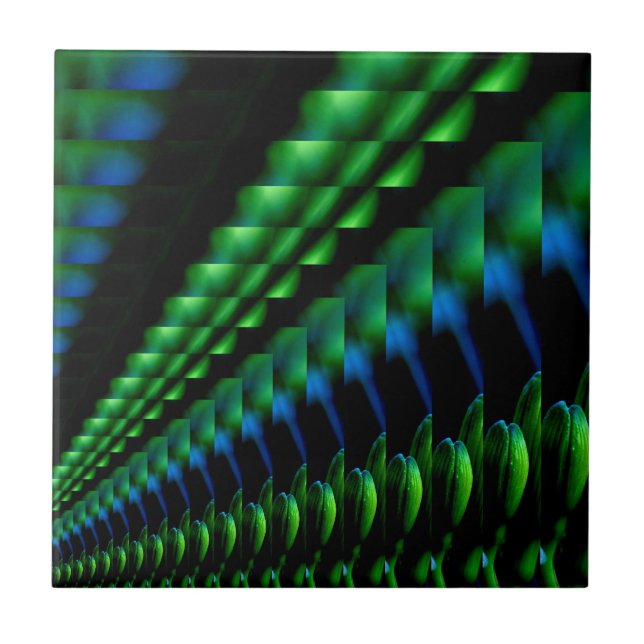 Colorful Green Blue Abstract Art Tile (Front)