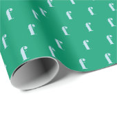 Colorful Green Blue Monogrammed Initial Pattern Wrapping Paper (Roll Corner)