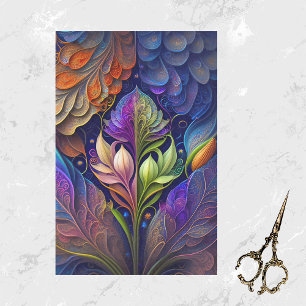 Colorful Green Blue Pink Floral Illustration Tissue Paper