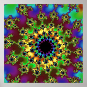 Colorful Green, Burgundy and Yellow Fractal Poster