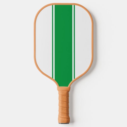 Colorful Green Center Stripe White Outer Stripes Pickleball Paddle