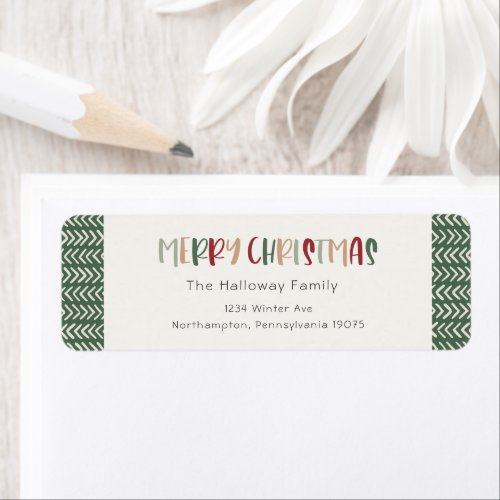 Colorful Green Christmas Return Address Envelope Label